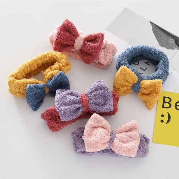 Cute Plush Bow Headband Soft Fleece 可爱毛绒蝴蝶结发带 柔软亲肤